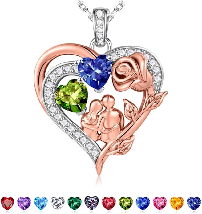 Iefil Valentines Day Gifts for Her - 925 Sterling Silver Birthstone Necklace for Women, Anniversary Birthday Gifts for Wife Girlfriend Mom