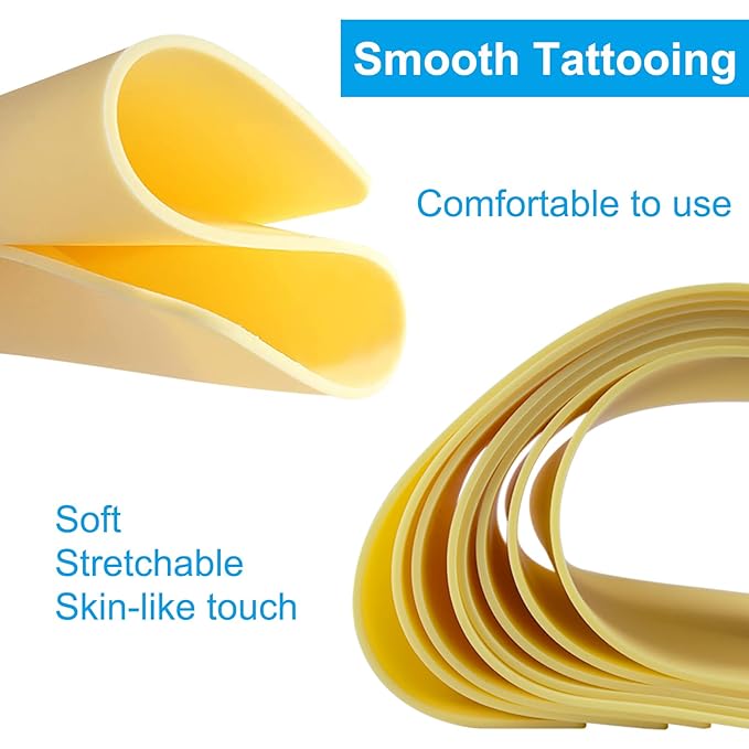 Emalla 3mm Premium Tattoo Skin, 5Pcs Large Practice Skin Soft Silicone 12"x8" Double-Sided Use Fake Skin for Artists and Beginners Tattoo Supplies