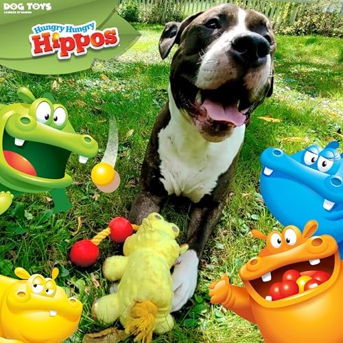Hasbro 17in Dog Toys Squeak and Tug Hungry Hungry Hippos - Yellow/Red