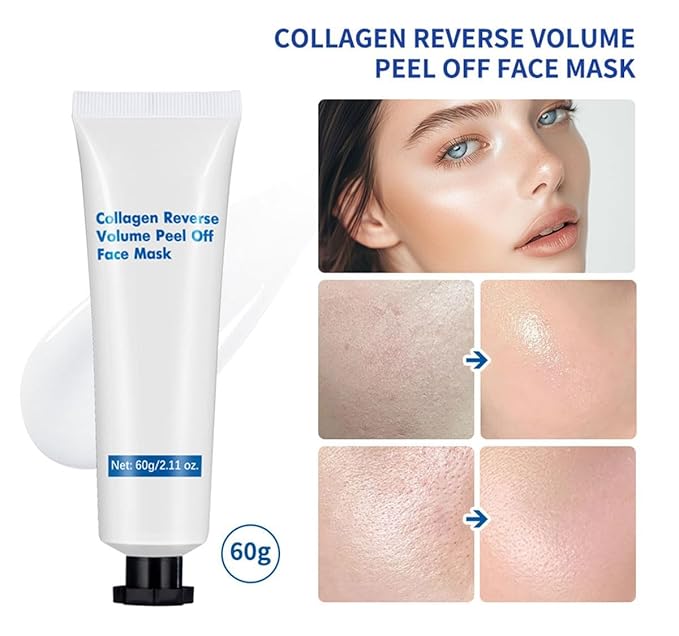 Collagen Peel Off Face Mask, Overnight Peel Off Facial Mask with Vitamin E, Firming, Depuffing & Hydration, Moisturizes Replenishes Water, Enhances Skin Elasticity for Daily Skin Care, 2.11 oz