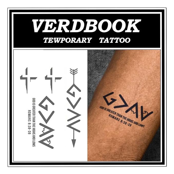 Waterproof Temporary Tattoos: 2-Sheet Tattoo Kit with Realistic Body Stickers, Semi-Permanent Tattoos for Adults Lasting 7-15 Days – Safe for Men & Women, Scripture Cross