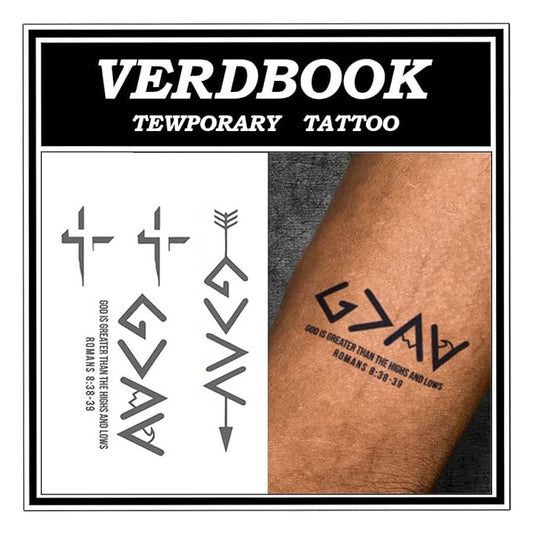 Waterproof Temporary Tattoos: 2-Sheet Tattoo Kit with Realistic Body Stickers, Semi-Permanent Tattoos for Adults Lasting 7-15 Days – Safe for Men & Women, Scripture Cross