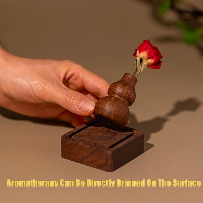 Wooden Fragrance Diffuser,Walnut Vase Essential Oil Diffuser,Aromatherapy Wood Vase Fragrance Retention Long Lasting Fragrance for Home Bathroom Office.2 Pieces.