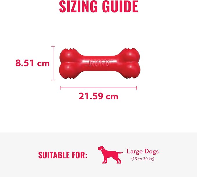 KONG Goodie Bone, Natural Rubber Treat-Dispensing Toy, Red, for Medium Dogs | Classic KONG Durable Natural Rubber Bone with Goodie Grippers That Hold Treats & Support Mental Engagement