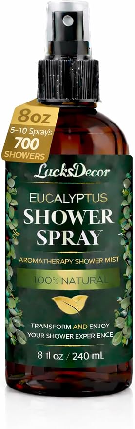 Eucalyptus Shower Spray 8oz – Aromatherapy Shower Mist, Spa and Sauna Inspired Shower Steamer Alternative for Refreshing, Relaxing Showers - Bath Oil Spray Eucalyptus Essential Oil