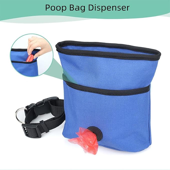Dog Treat Pouch Pet Training Pouch with Adjustable Strap Dog Walking Bag Holder Built-in Poop Bag Dispenser Portable Puppy Bait Reward Pouches Pet Treat Snack Carrier Pocket, Hands-Free Training