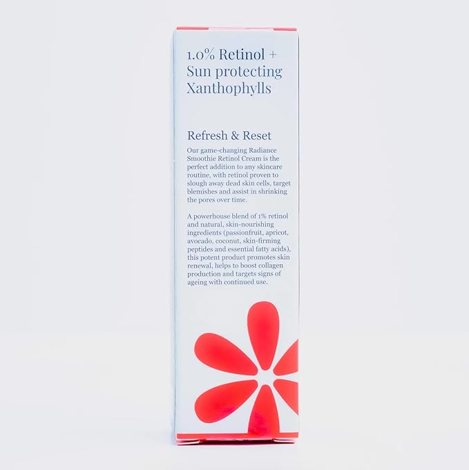 Sienna Rose Radiance Smoothie Retinol Cream, Refresh & Reset, 1.0% Retinol + Sun Protecting Xanthophylls, 30 ml / 1 fl oz