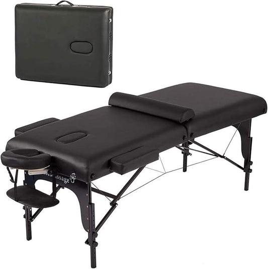 BestMassage Massage Bed Portable Massage Table 77" L 30" W 4" THK Lash Bed Height Adjustable 2 Folding PU Leather Spa Table with Oxford Bag for Spa Footmassage Facial CareSpa Tattoo