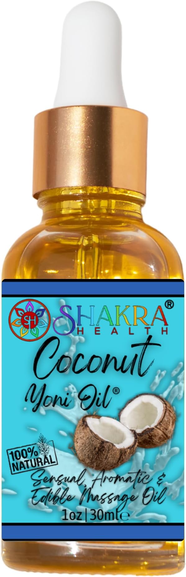 Yoni Oil Coconut Vegan Body Massage Oil, 30ml, Moisturises, Balances pH, Freshens Scent, Golden