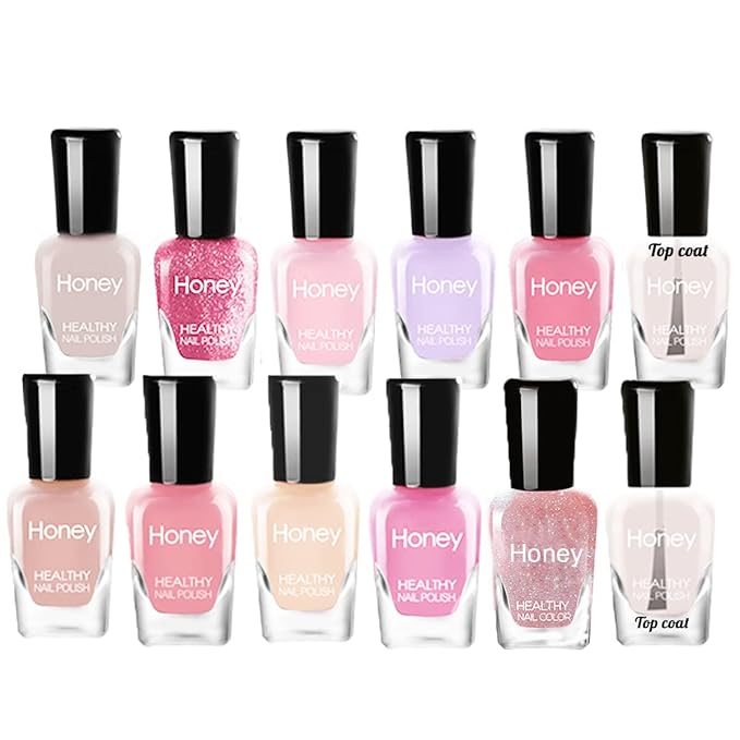 Non Toxic Nail Polish Set, Easy Peel Off Fast Dry Nail Polish Set for Pack, Eco Friendly & Organic Water Based Nail Polish for Women,Teens,Kids (12 Bottles)
