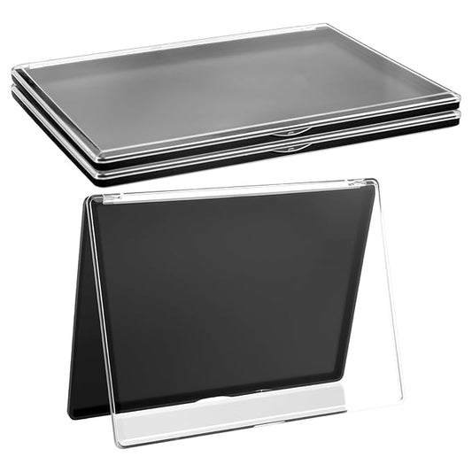 3 Pack Magnetic Makeup Palette with Clear Top, Empty Eyeshadow Pan Dispensing Storage Box with 30Pcs Adhesive Metal Stickers for DIY Cosmetics Lipstick Blush Powder-9.25”X6.57”Palette