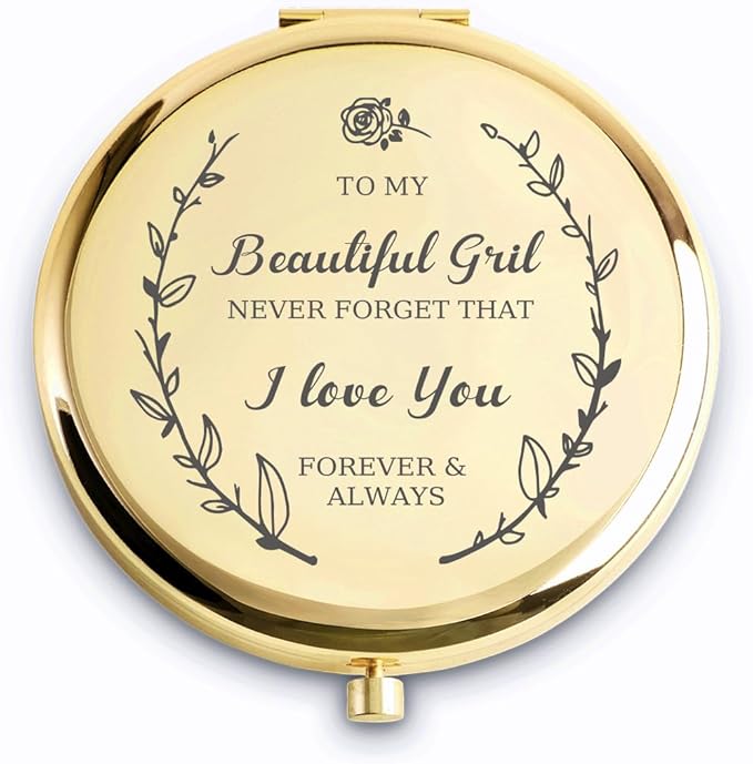 Gifts for Girls, Personalized Gifts for Girlfriend Daughter, Custom Compact Mirror, Goodie Bag & Basket Stuffers for Valentines Day, Mothers Day, Graduation, Birthday, Wedding