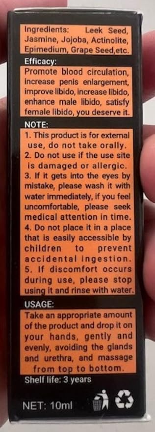 Tonisaberey Oil Stronger Oil Enlargement Oil for Male Massage Essential Oil for Men, Tonisabery Men Growth Increase Enlarge Oil, Moisturizing Massage Oil by Tonisabery (F202-YEL, 10ML)