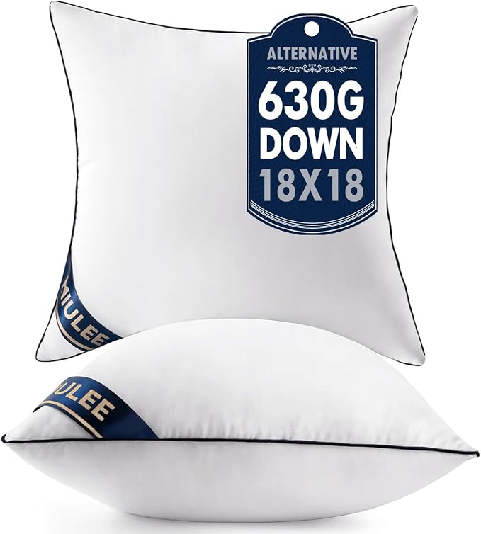 MIULEE 18x18 Pillow Inserts 2 Pack, Premium Down Alternative Throw Pillows | Down Alternative Pillow Inserts, Decorative Pillow Stuffer for Sofa, Couch (18x18 inch, Set of 2)