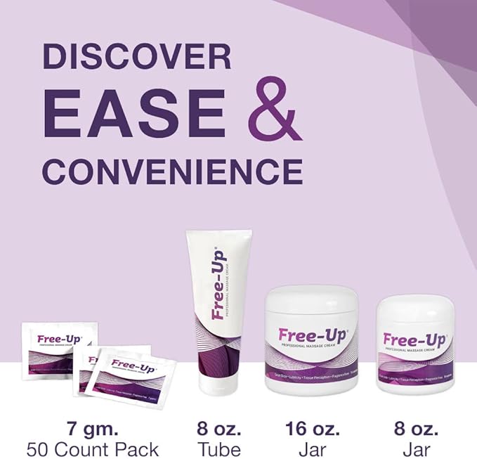 Free-Up-Professional Massage Cream, Fragrance-Free, Great Glide, Lubricity, Tissue Perception, Perfect for Physical Therapy, Massage Versatile, Non-Greasy, 8 Oz Tube, Made in The USA