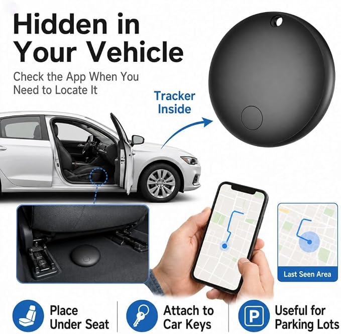 GPS Tracker for Vehicles No Monthly Fee (Android Only) - 2 Pack | Mini Car Tracker Tag, Tracking Devices, Hidden Compatible with Google's Find Hub for Pet, Car, Key, Luggage