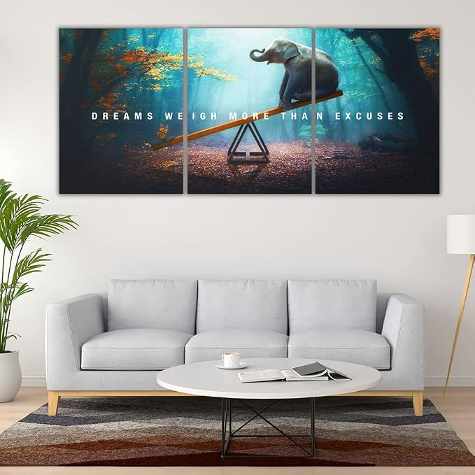Yetaryy Motivational Poster Inspirational Wall Art 3 Pieces Canvas Painting Lion Artwork for Living Room Office Modern Home Decor Prints Pictures Wall Decor Framed Ready to Hang [60''Wx 28''H]