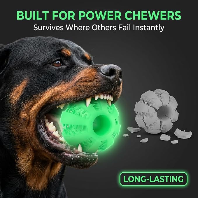 Glow in the Dark Treat Dispensing Dog Ball, Interactive Slow Feeder