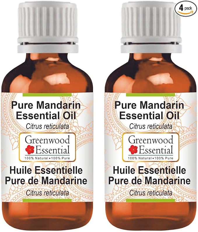 Greenwood Essential Pure Mandarin Essential Oil (Citrus reticulata) Steam Distilled (Pack of Two) 100ml X 2 (6.76 oz)