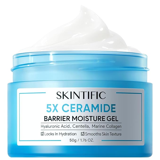 Face Moisturizer with 5X Ceramides, Hydrating Moisture Barrier Repair Cream for Sensitive/Oil Skin Types, Hyaluronic Acid & Centella, Daily Facial Moisturizer, Non-Comedogenic 50g/1.76fl.oz