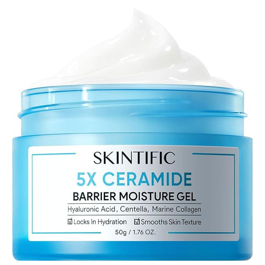 Face Moisturizer with 5X Ceramides, Hydrating Moisture Barrier Repair Cream for Sensitive/Oil Skin Types, Hyaluronic Acid & Centella, Daily Facial Moisturizer, Non-Comedogenic 50g/1.76fl.oz
