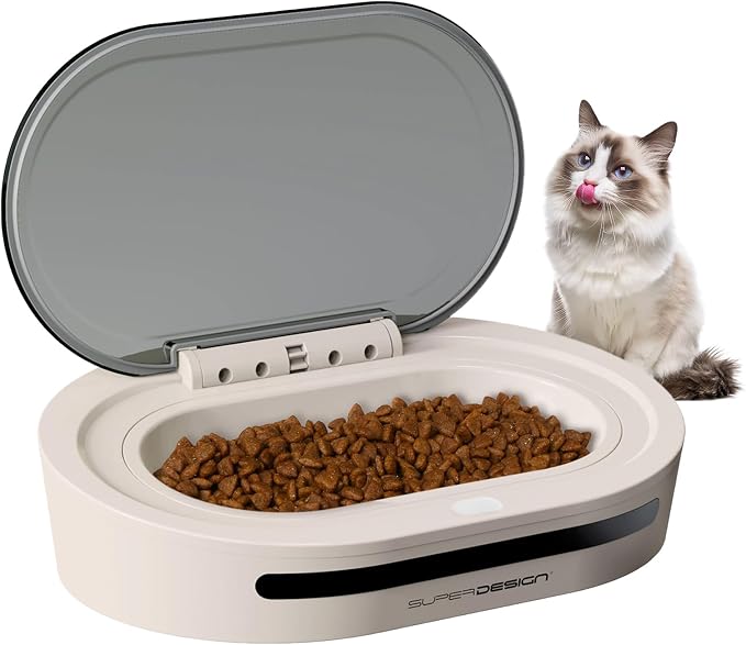 Automatic Cat Feeder, Dustproof Cat Food Bowl with Radar Sensor Switch Cover, Dual Power Supply Auto Pet Feeder for Indoor & Camping, Automatic Pet Feeder Easy to Use