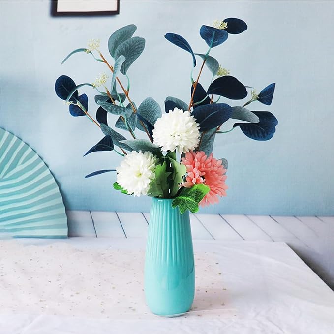 Pink Ceramic Vase, 7.5 Inch Flower Vase with Vertical Stripes for Pampas Calla Lily Tulip, Minimalism Modern Style for Housewarming, Weddings, Birthday, Christmas, Thanksgiving, New Year