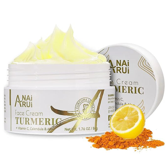 ANAI RUI Facial Moisturizer, Turmeric Face Cream with Vitamin C for Hydrating, Firming, Tightening Skin, Turmeric Vitamin C Cream for Dark Spots, Dry Skin, 1.76 OZ