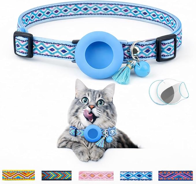 Pet Collar for Apple AirTag, Protective Tracking Device Holder (Sky Trail)