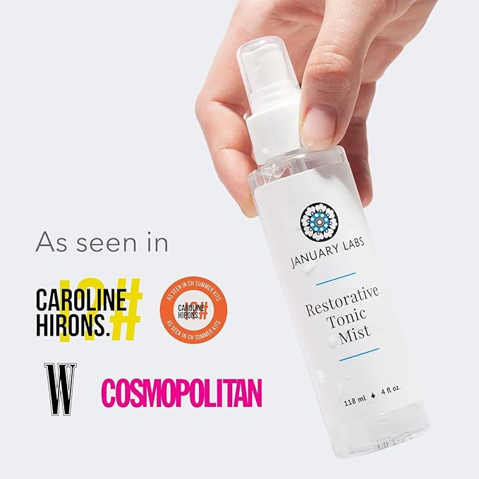 January Labs - Restorative Tonic Mist, Hydro Boost Facial Toner for All Skin Types, Refreshing & Lightweight Antioxidant Face Mist Hydrating Spray, 4 Ounce Bottle