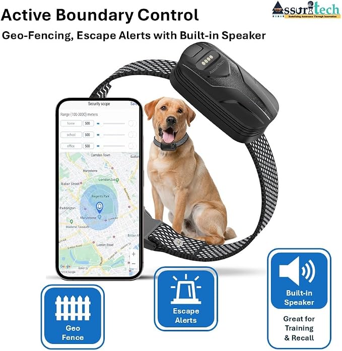GPS Pet Tracker Collar - No Monthly App Fees (SIM Required) - Real-Time Live Tracking, Geo-Fence, 2-Way Voice Call, Activity & Rest Monitoring - Waterproof, 750mAh Battery