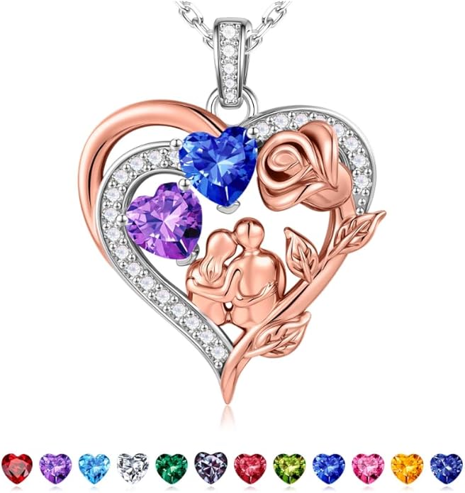 Iefil Valentines Day Gifts for Her - 925 Sterling Silver Birthstone Necklace for Women, Anniversary Birthday Gifts for Wife Girlfriend Mom