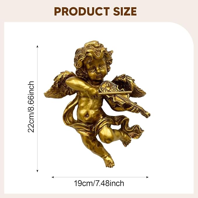 Angel Wall Sculpture Hanging Ornament Decorative Gift Resin Crafts Angel Statue Figurine for Living Room Bedroom Housewarming, Single Angel