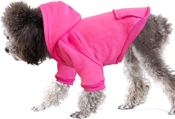 Soft Dog Hoodies for Small Dogs, Warm Fleece Puppy Clothes with Pocket | Jecikelon cold weather coat, cute puppy costume, breathable sweatshirt for dogs girl & boy, machine washable, easy on & off