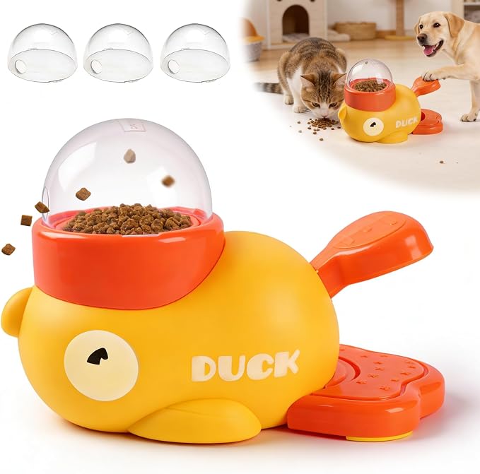 Dog Interactive Treat Dispenser, Interactive Dog Toys Food Puzzle Slow Feeder, Duck Treat Dispenser for Small Medium Dogs and Cats, Promotes IQ Training and Entertainment Reduces Bloating