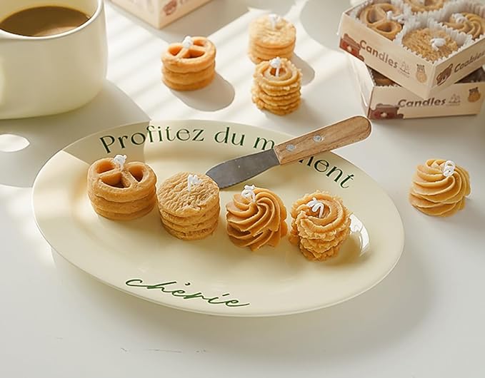 Cookies Shaped Scented Candle,4PACK 120G Biscuit Aroma Soy Wax Decorative Candle for Table Photo Prop Birthday,Prefect Gift for Meditation Stress Relief Mood Boosting Bath Yoga