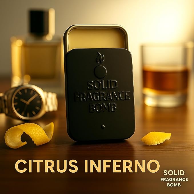 – Premium All-Natural Solid Cologne for Men & Women | Long-Lasting, TSA-Safe, Alcohol-Free, Halal, Handmade Travel Fragrance Balm (Citrus Inferno)