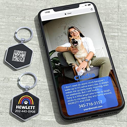 Dog Tags Personalized Pet ID Tags - QR Code Customize Dog Cat Tag - Pet Online Profile Display Pet Information
