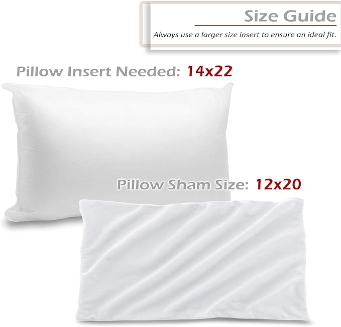 Nestl Throw Pillow Inserts Pack of 2 with Velvet Soft Solid Decorative Square Throw Pillow Covers Set for Sofa Couch Car Bedroom, 12X20 Throw Pillows Inserts with 12x18 Washable Cushion Covers, White