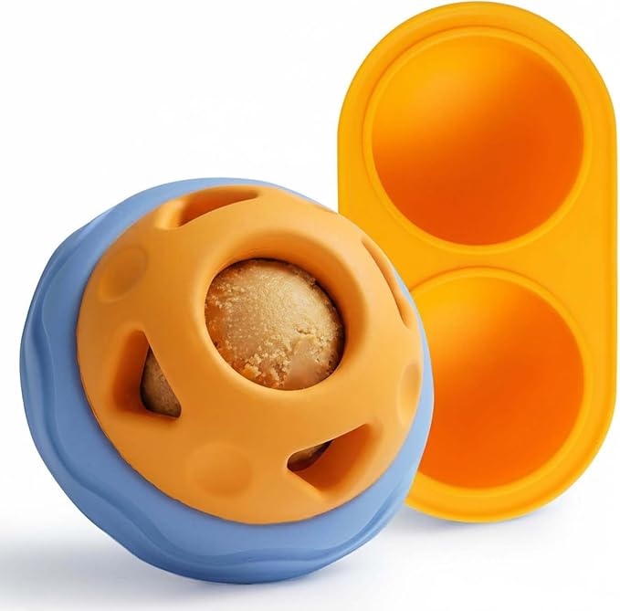 Nocciola Enrichment Dog Licking Toy Set, Frozen Treat Molds & Interactive Feeder for Large Dogs, Freezable Rubber Dog Lick Bowl Long-Lasting to Keep Them Busy, Engagement & Anxiety Relief