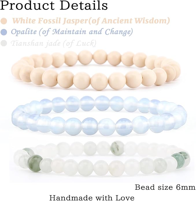 NCB 2.3-Piece 4mm Natural Crystal Gemstone Stretch Bracelets – Handmade Reiki Energy Healing Jewelry for Meditation,Yoga, Unisex