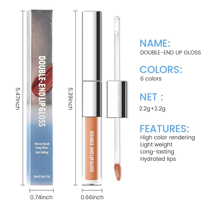 2-in-1 Matte Liquid Lipstick & Clear Lip Gloss, Long Lasting Waterproof Smudge Proof 24 Hour Lip Color Stain, Non Stick & Non Fading, Vegan Matte Makeup Lip Stain for Women, Cold Tan Brown #03