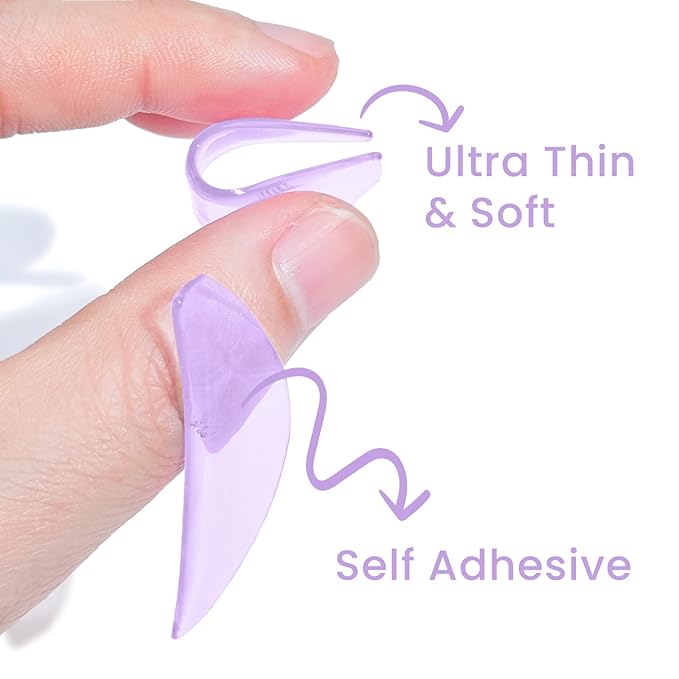 Libeauty 1mm Ultra Thin Flat Lash Lift Shields, Korean Lash Lift Pads for Step 1 Softening Only, Self Adhesive Glueless Silicone Lash Rods with Storage Case, Professional & DIY Supplies, Purple