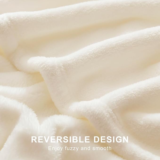 Hansleep Throw Beige Fleece Blanket, Soft Flannel Bed Blanket | Fuzzy Cozy Blanket 50x60 Inches, Multi-use for Bed, Sofa, Couch, Travel, Camping, All Season Warm Lightweight Cover