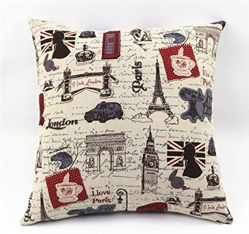 MoonRest Decorative Pillow, Fully Assembled with Hidden Zipper Filled with Synthetic Down Pillow Inserts (London Paris)