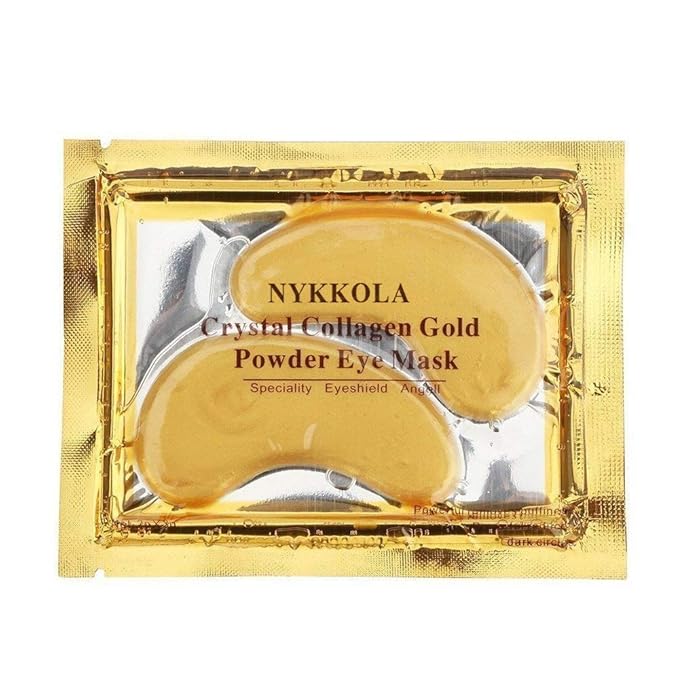 NYKKOLA 20 Pairs Gold Eye Mask Powder Crystal Gel Collagen Eye Pads For Anti-Aging & Moisturizing Reducing Dark Circles, Puffiness, Wrinkles