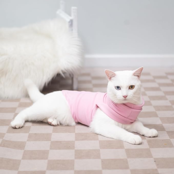 Cat Sweater Warm Fleece Pet Clothes for Cats Only | Soft Cat Vest Puppy Hoodie Coat, Fall Cold Winter Sweatshirt Pullover Clothing also for Small Dogs, Pink M