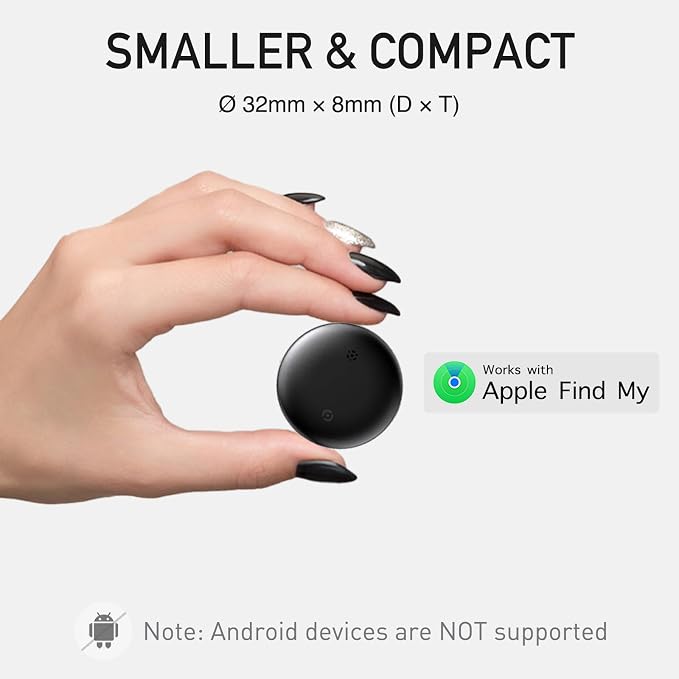 2-Pack Air Tracker Tags, [Apple MFi Certified] Works with Apple Find My (iOS Only) for Worldwide Tracking, Bluetooth Locator with Replaceable Battery for Keys, Pets, Cars, Luggage, Backpacks