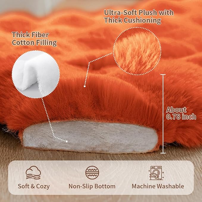 SOMAHE Soft Plush Cat Bed Mat, Machine Washable, Small 23x15 Vibrant Orange | Machine Washable + Non-Slip Paw Bottom: soft cat mat stays fluffy and steadier on floors, couches, and cat trees.