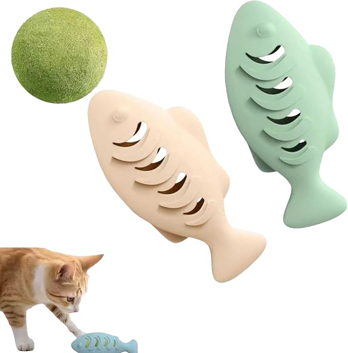 Interactive Cat Toys 2 Pack - Silicone Treat Dispenser with Catnip Ball, Food Puzzle Chew Toys for Indoor Cats